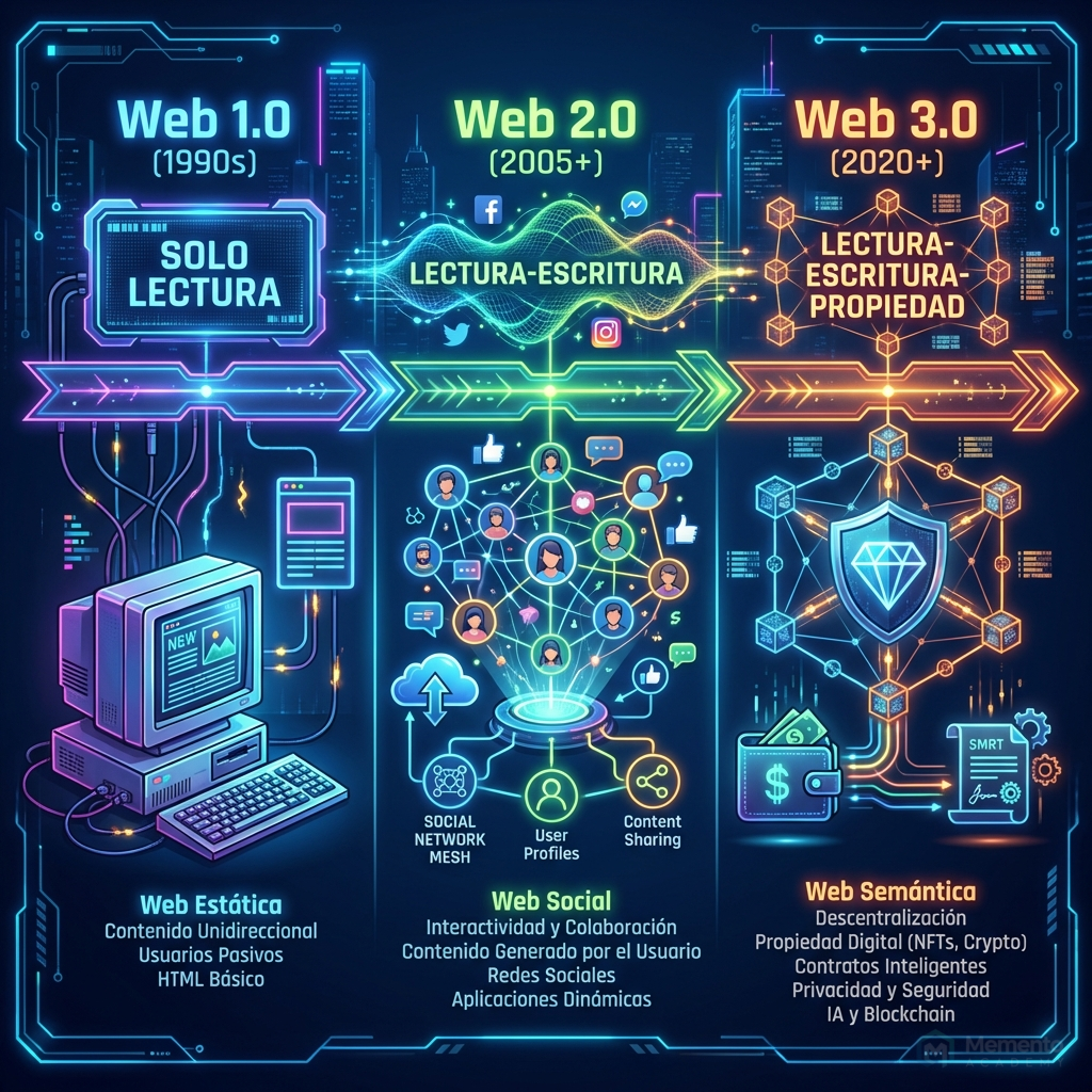 Diagrama de Evolución de Web 1.0 a Web 3.0